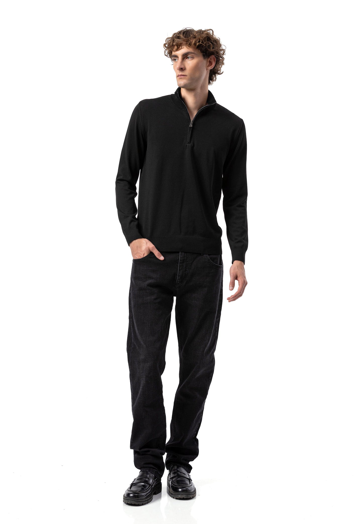 BP202 Herren Pullover mit Zipper-Kragen – Regular Fit