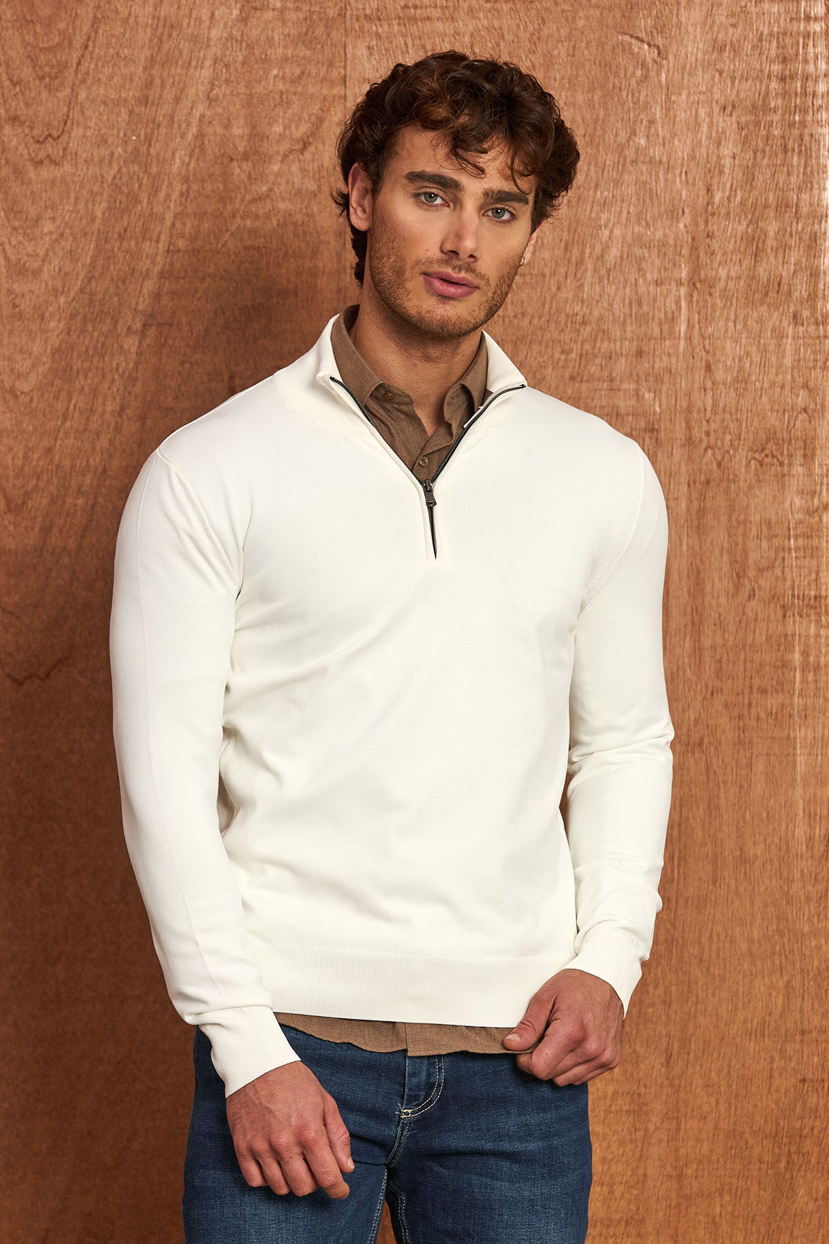 BP202 Herren Pullover mit Zipper-Kragen – Regular Fit