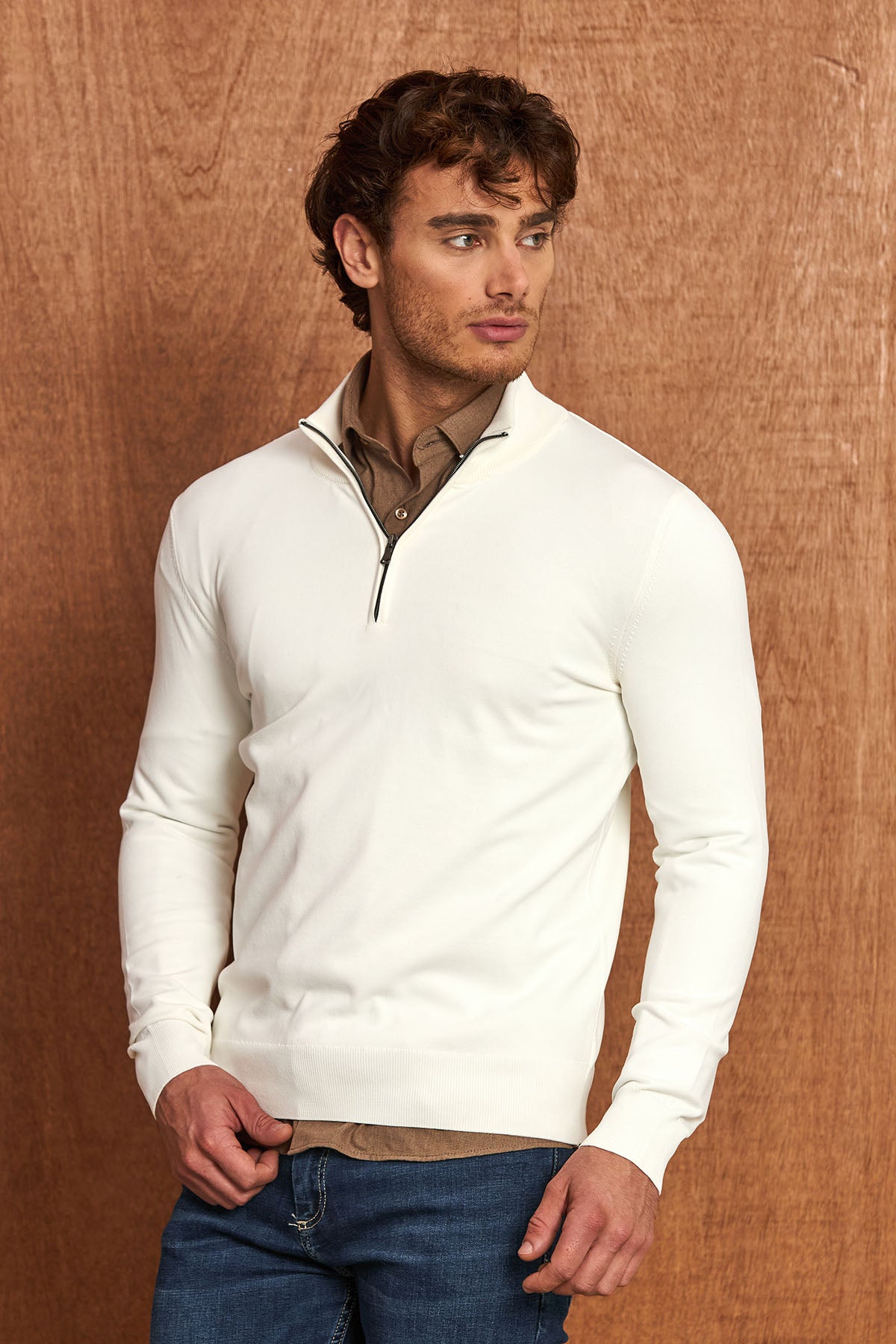 BP202 Herren Pullover mit Zipper-Kragen – Regular Fit