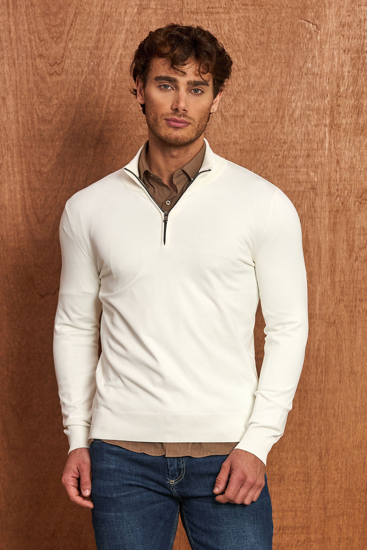 BP202 Herren Pullover mit Zipper-Kragen – Regular Fit