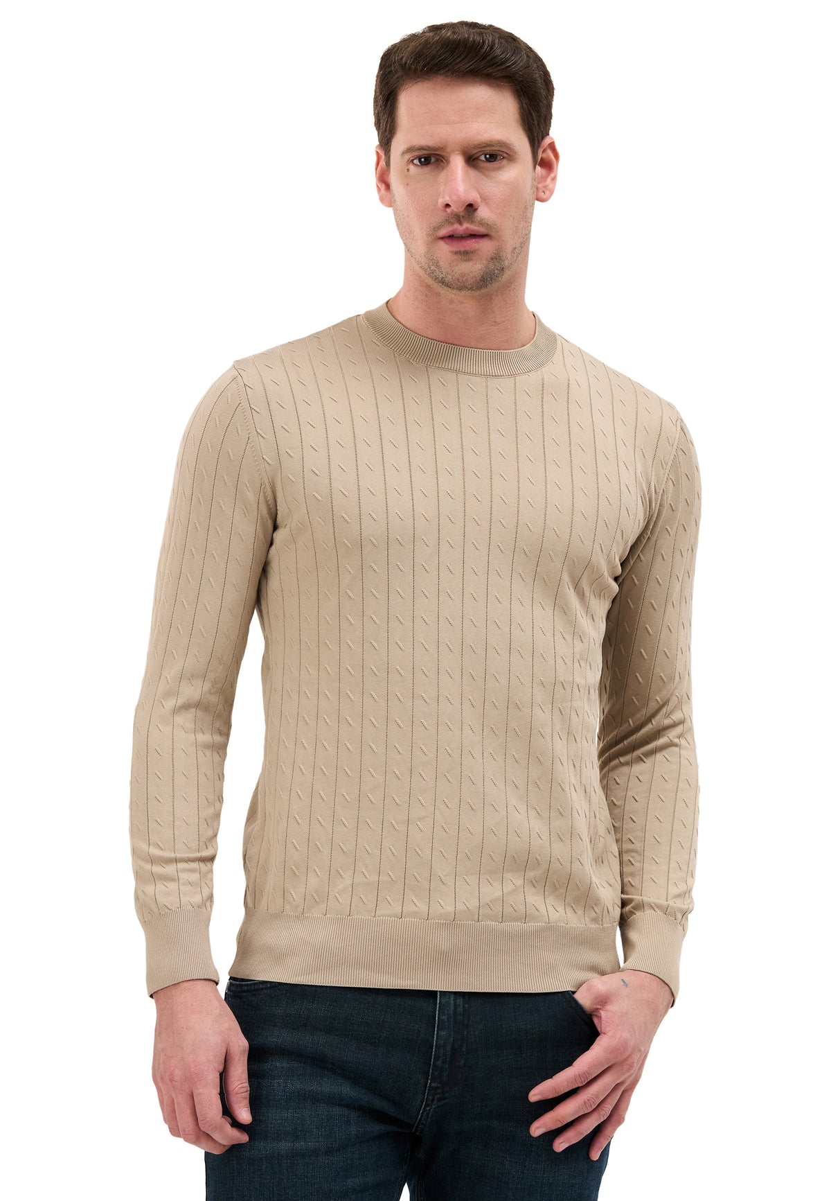 BP203 Herren Pullover mit Stehkragen – Regular Fit