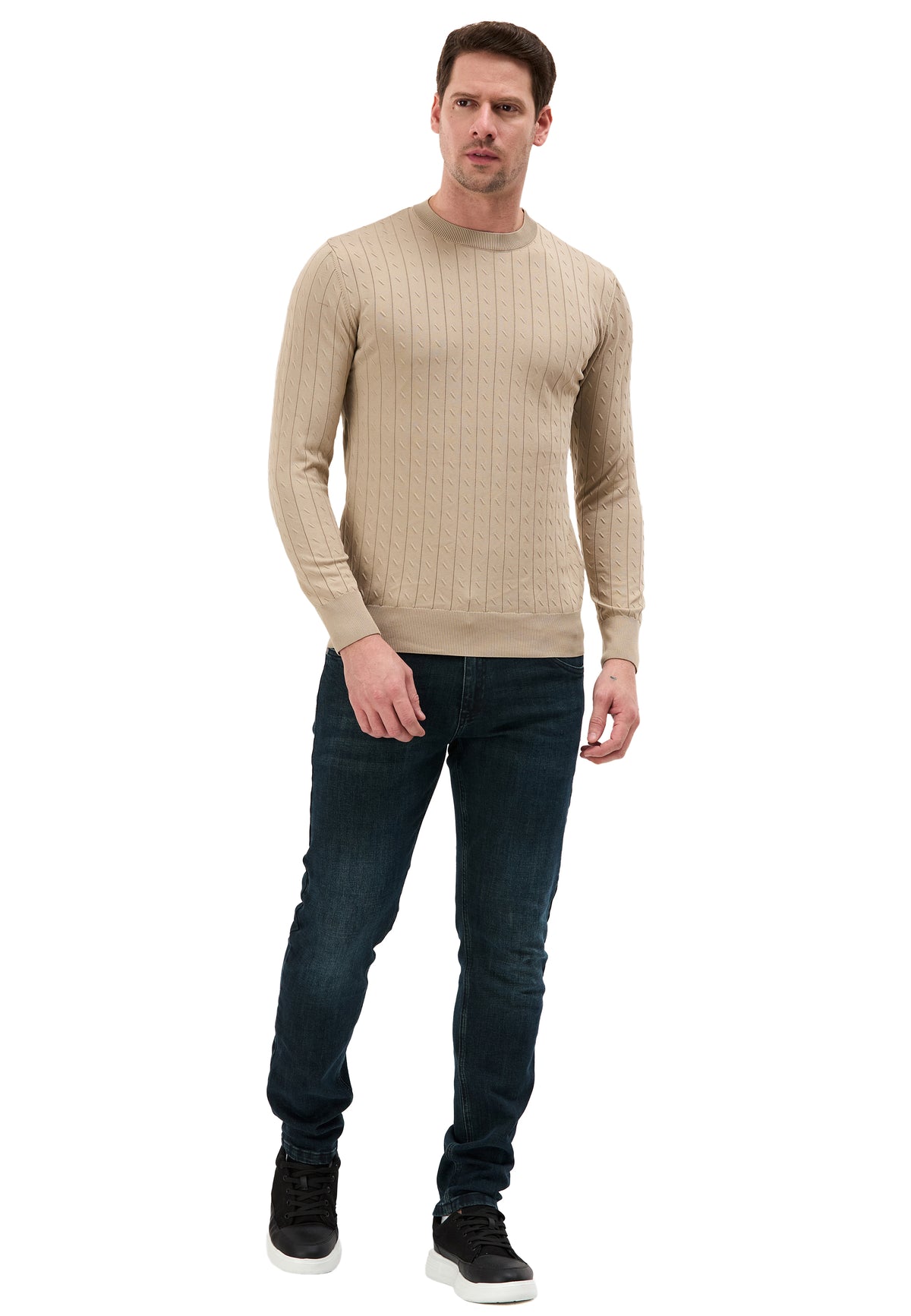 BP203 Herren Pullover mit Stehkragen – Regular Fit