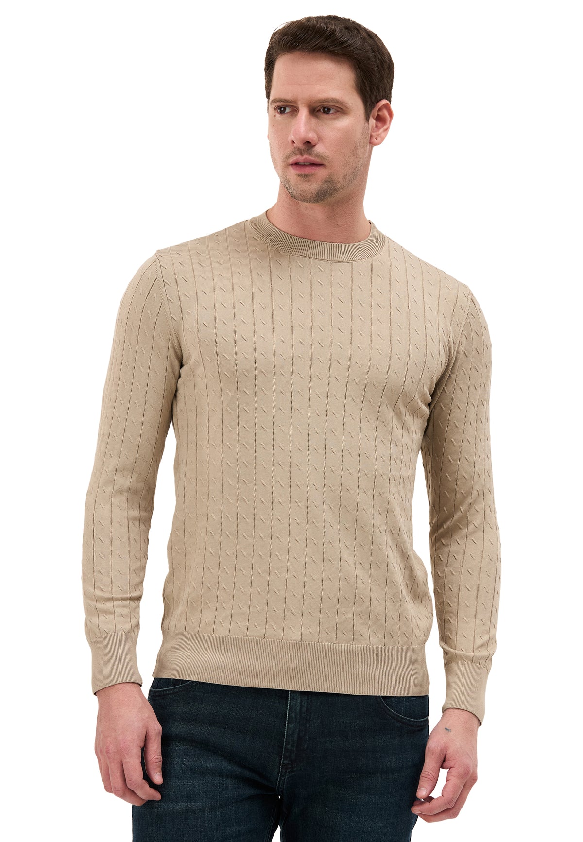BP203 Herren Pullover mit Stehkragen – Regular Fit