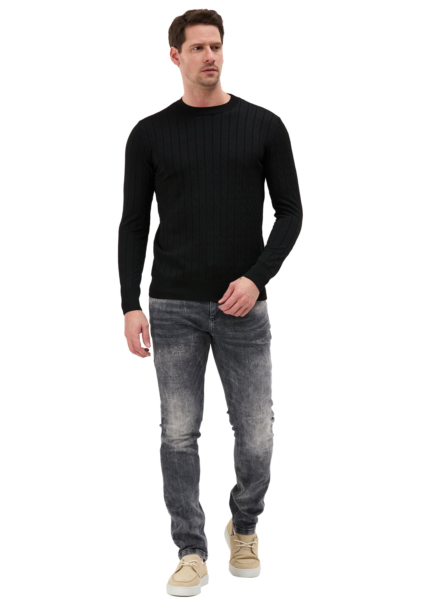 BP203 Herren Pullover mit Stehkragen – Regular Fit