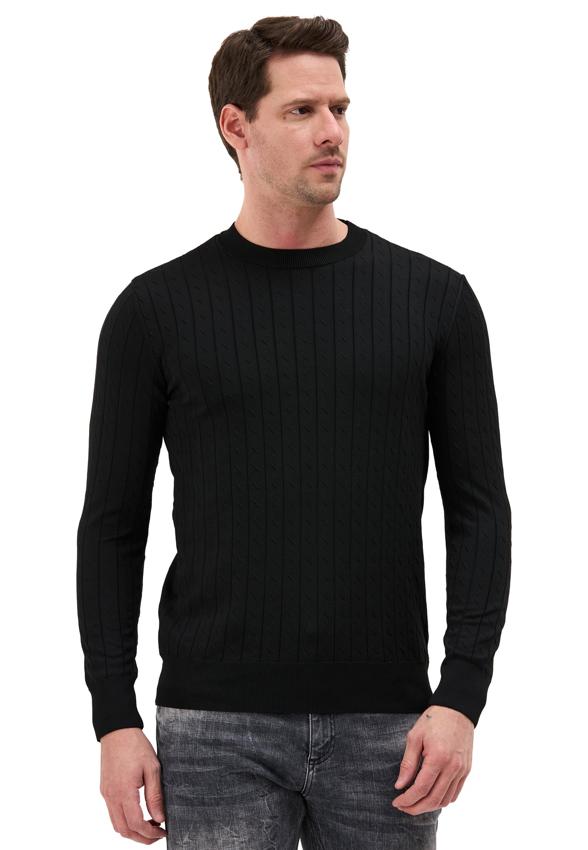 BP203 Herren Pullover mit Stehkragen – Regular Fit
