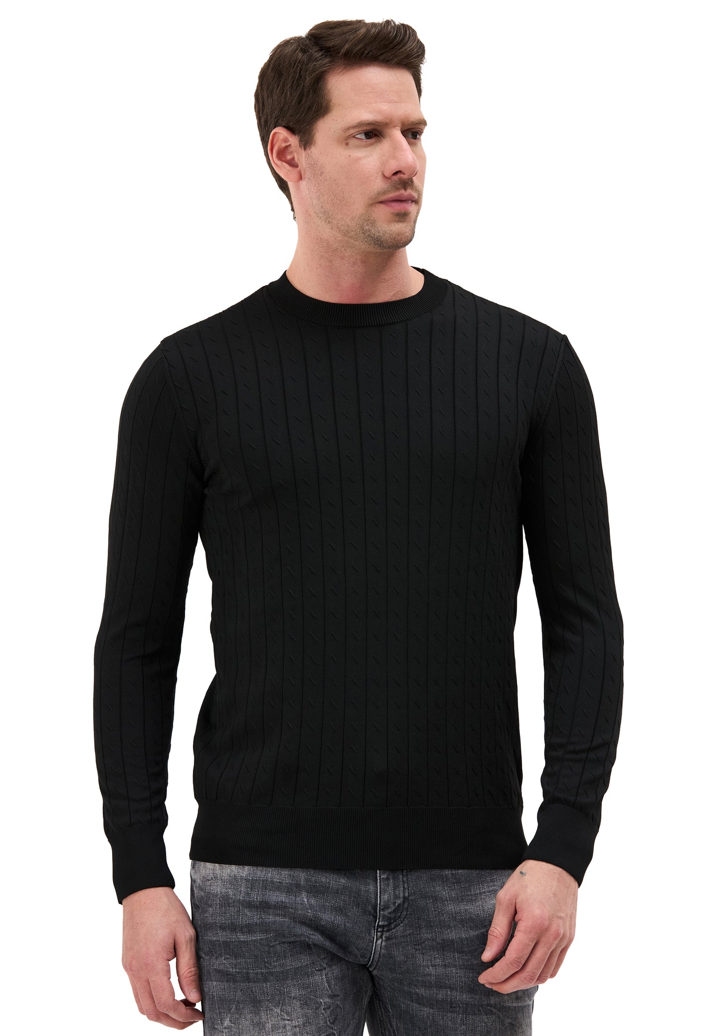 BP203 Herren Pullover mit Stehkragen – Regular Fit