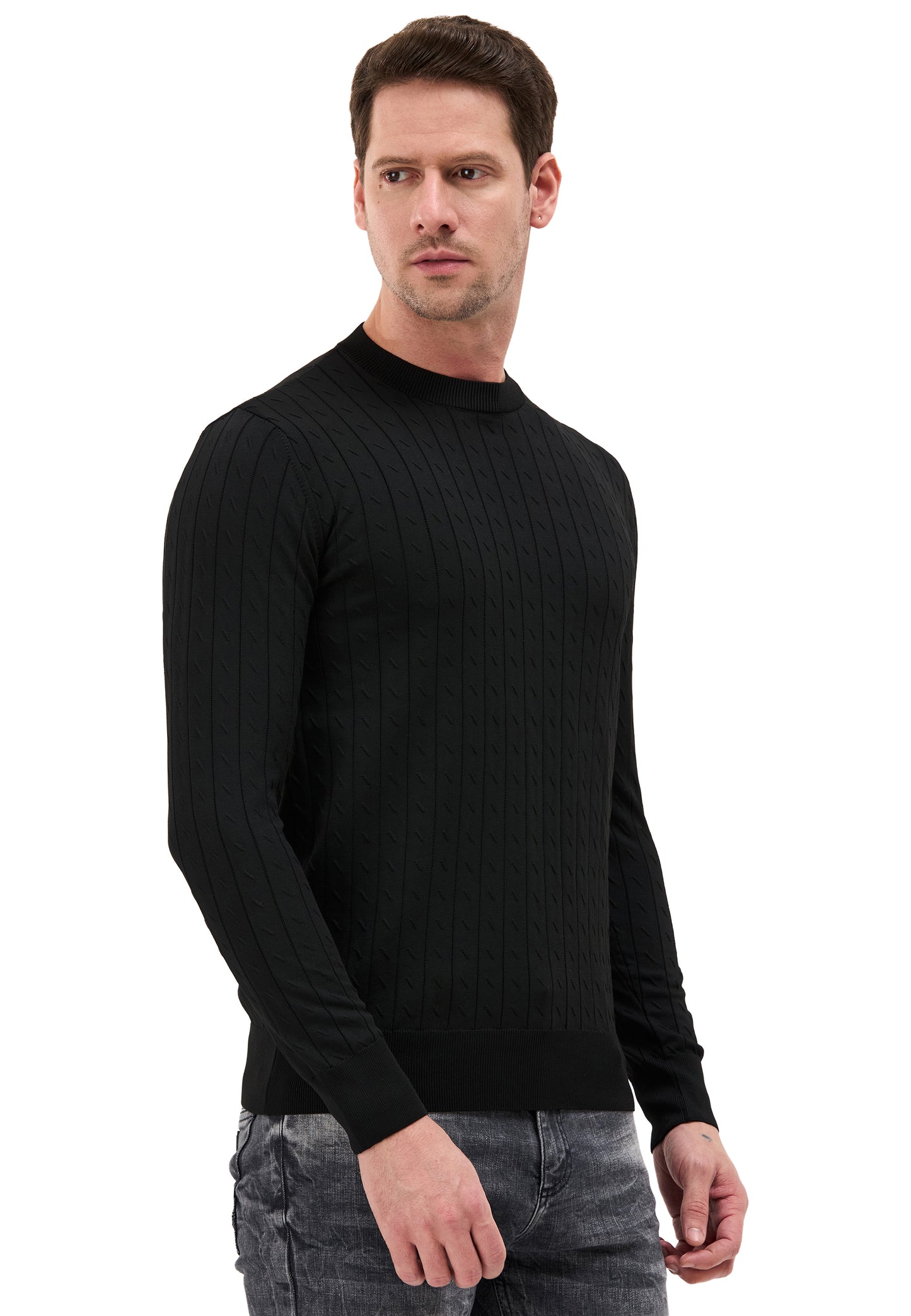 BP203 Herren Pullover mit Stehkragen – Regular Fit