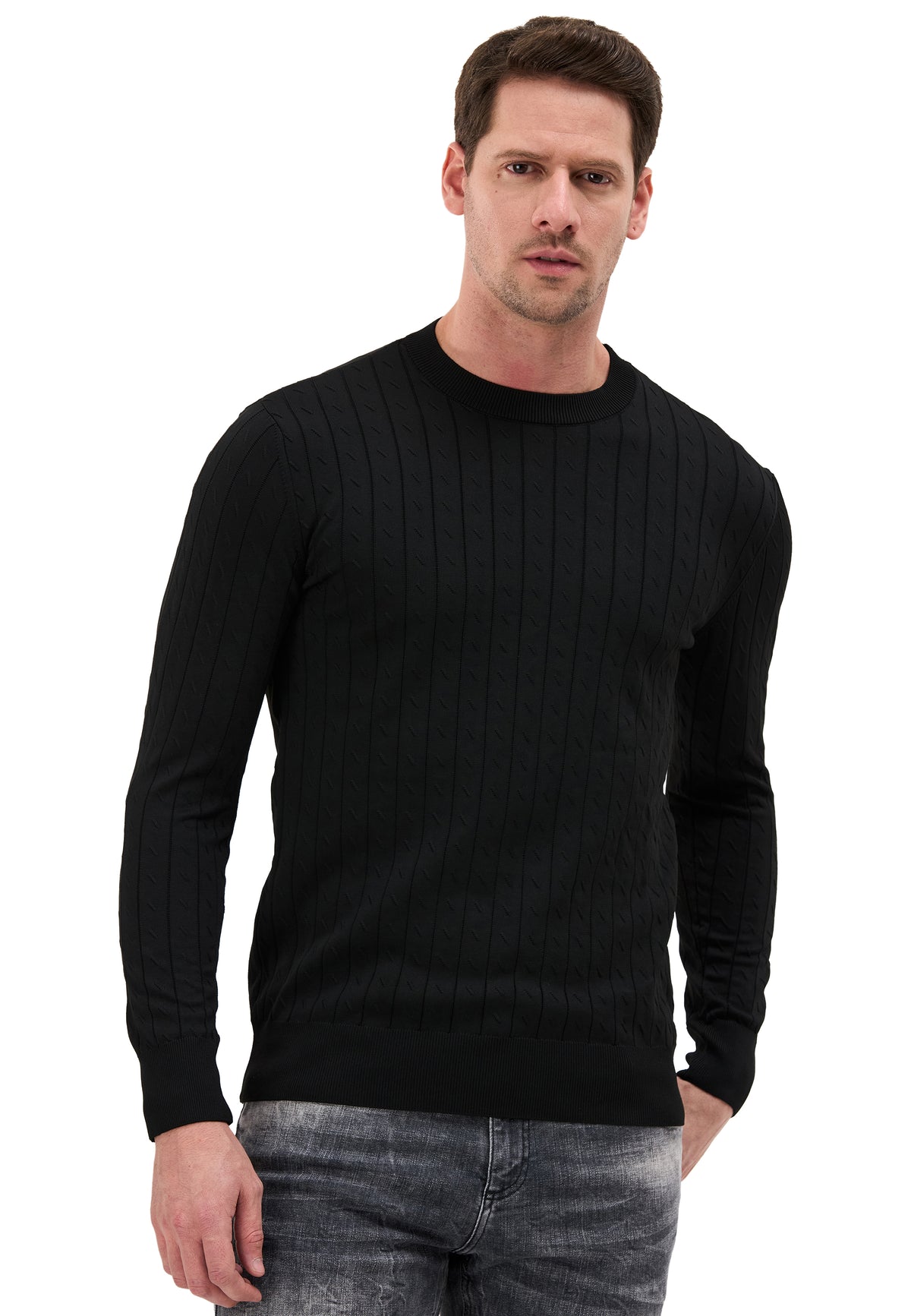 BP203 Herren Pullover mit Stehkragen – Regular Fit