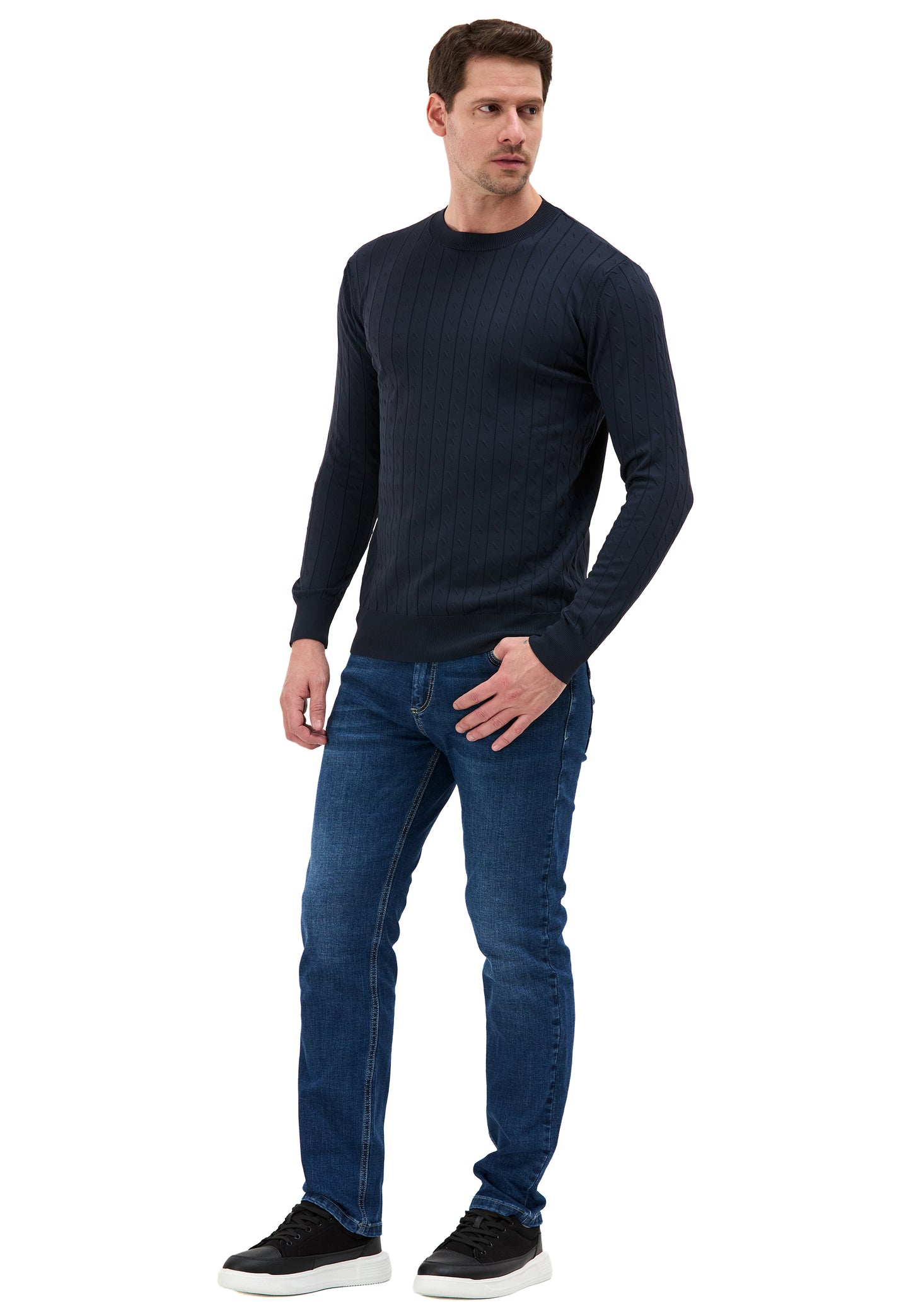 BP203 Herren Pullover mit Stehkragen – Regular Fit