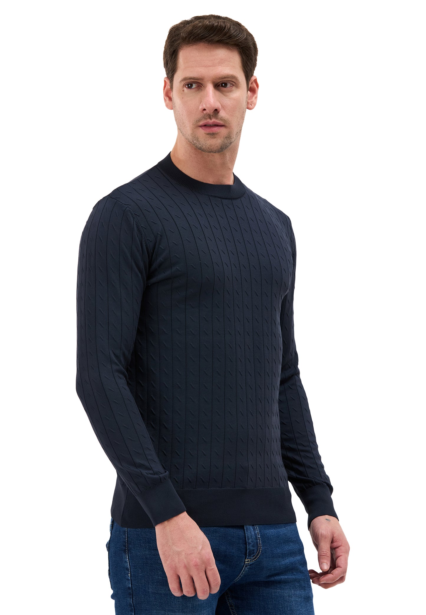 BP203 Herren Pullover mit Stehkragen – Regular Fit