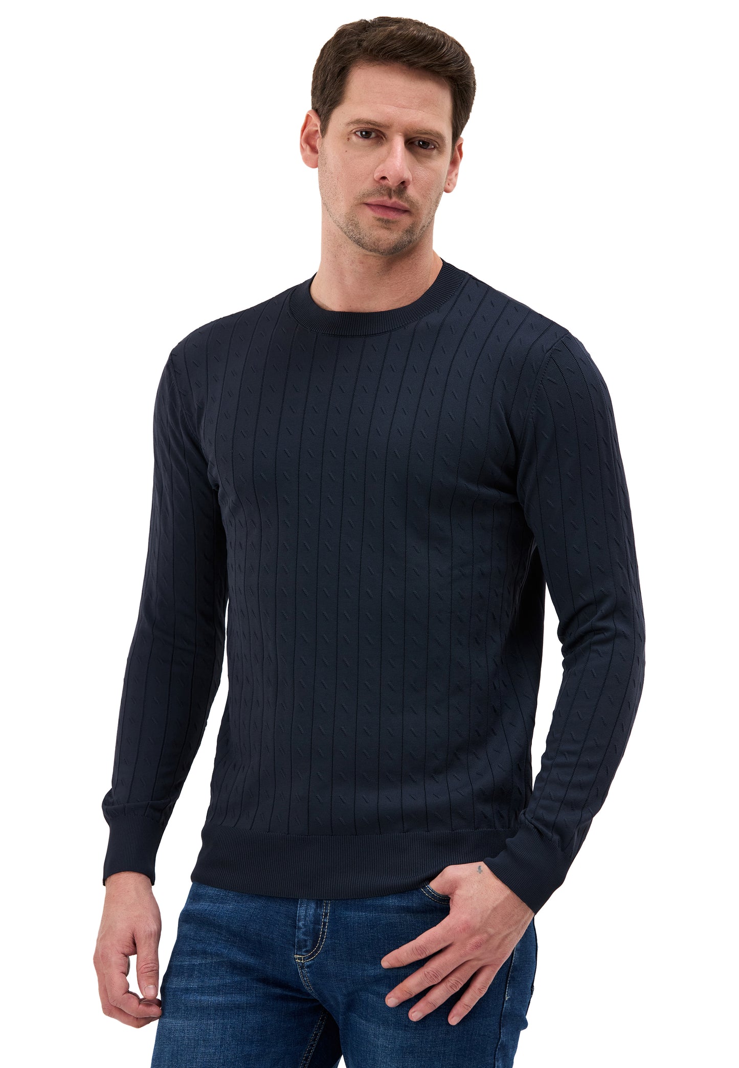 BP203 Herren Pullover mit Stehkragen – Regular Fit