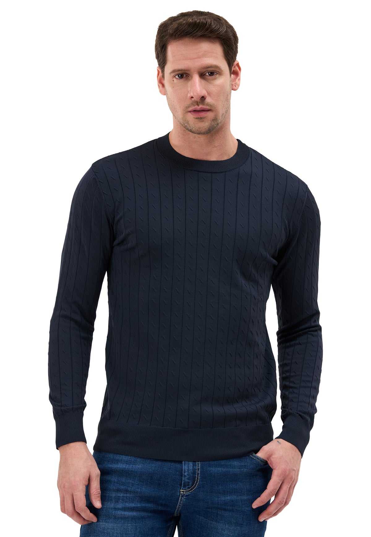 BP203 Herren Pullover mit Stehkragen – Regular Fit