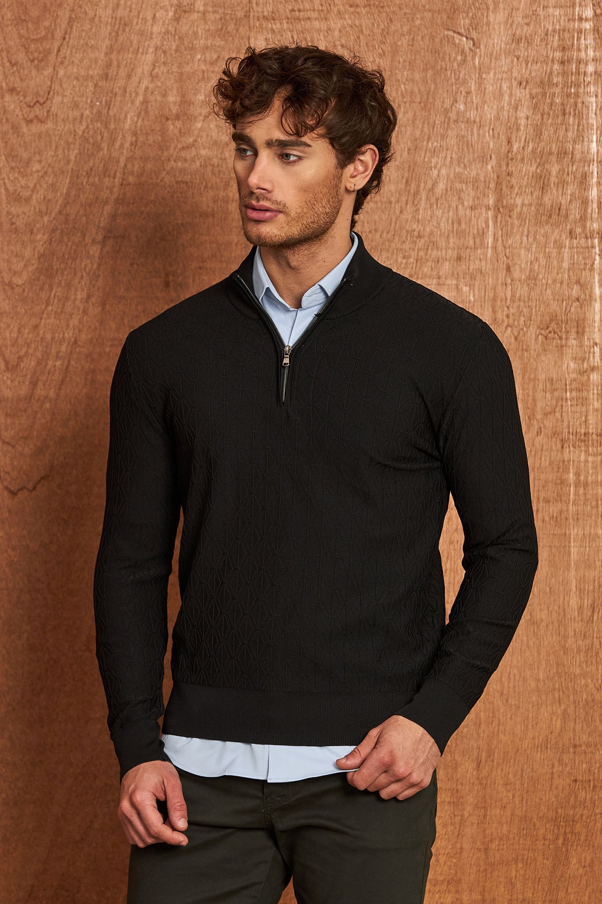 BP204 Herren Pullover mit Reißverschlusskragen – Regular Fit