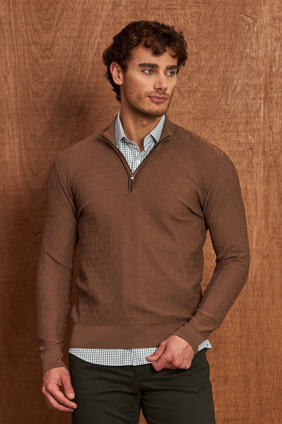 BP204 Herren Pullover mit Reißverschlusskragen – Regular Fit