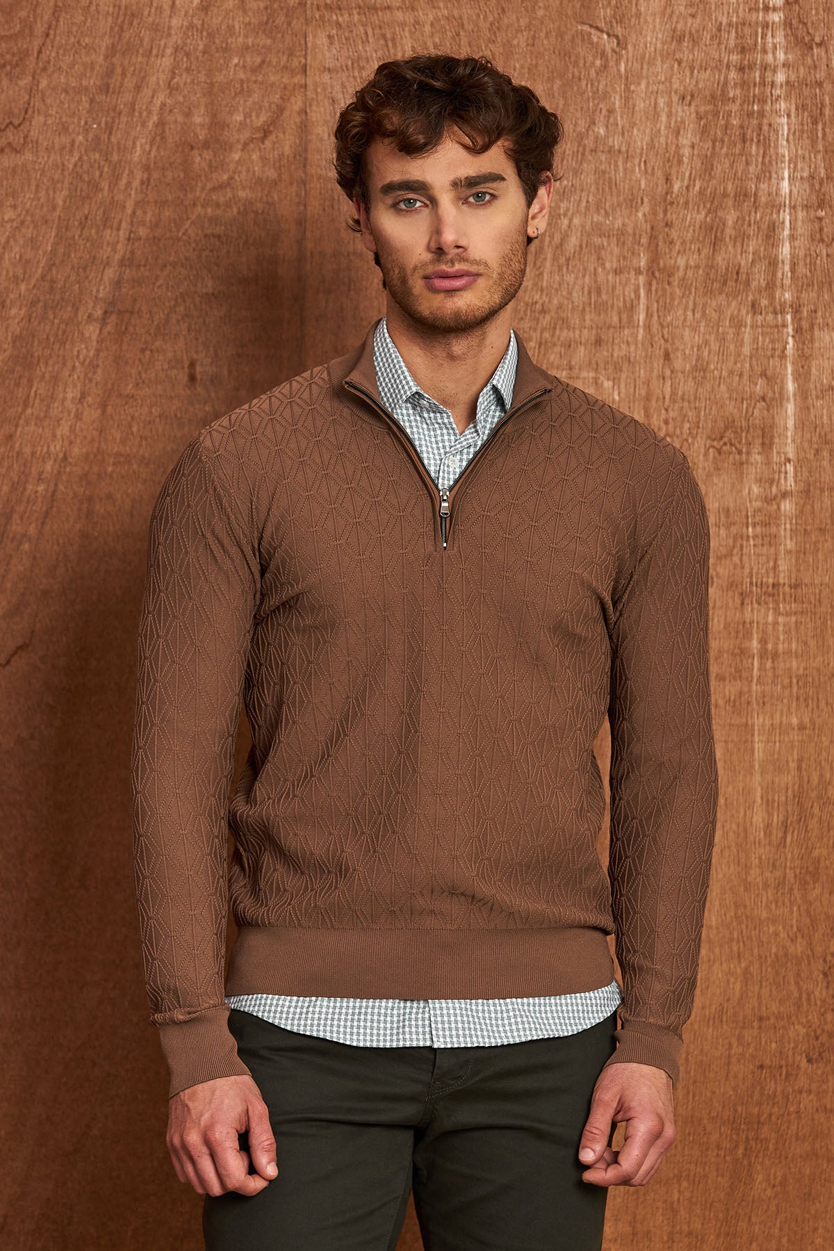 BP204 Herren Pullover mit Reißverschlusskragen – Regular Fit