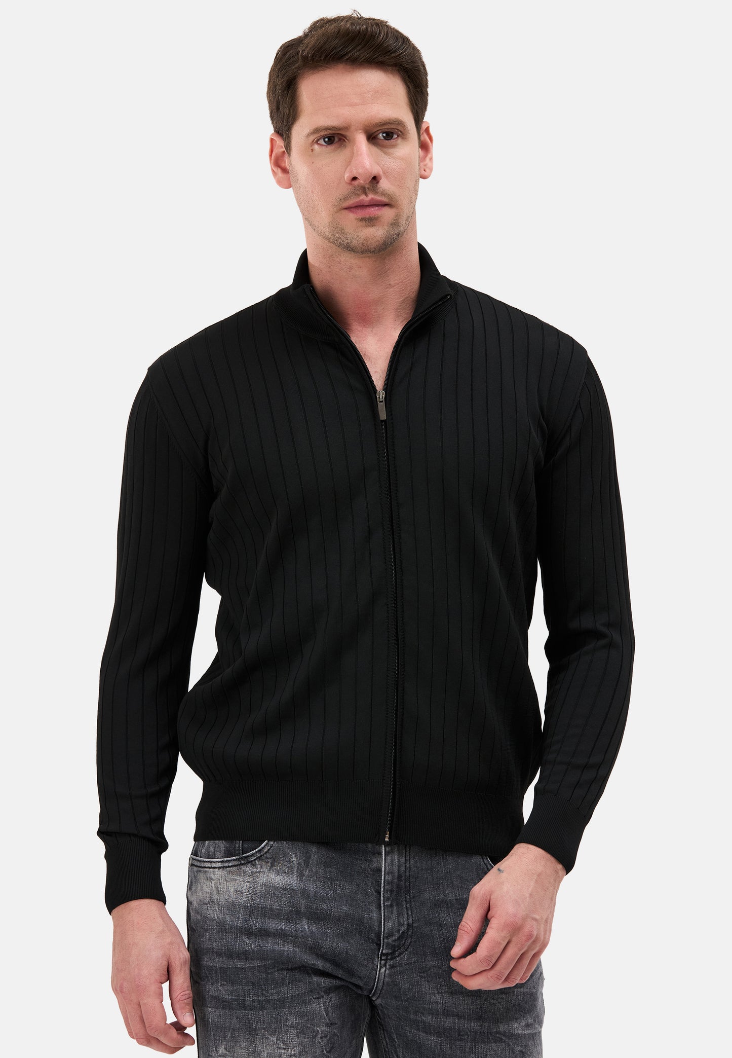 BP205 Herren Pullover mit Troyer-Kragen und Reißverschluss – Modern Fit