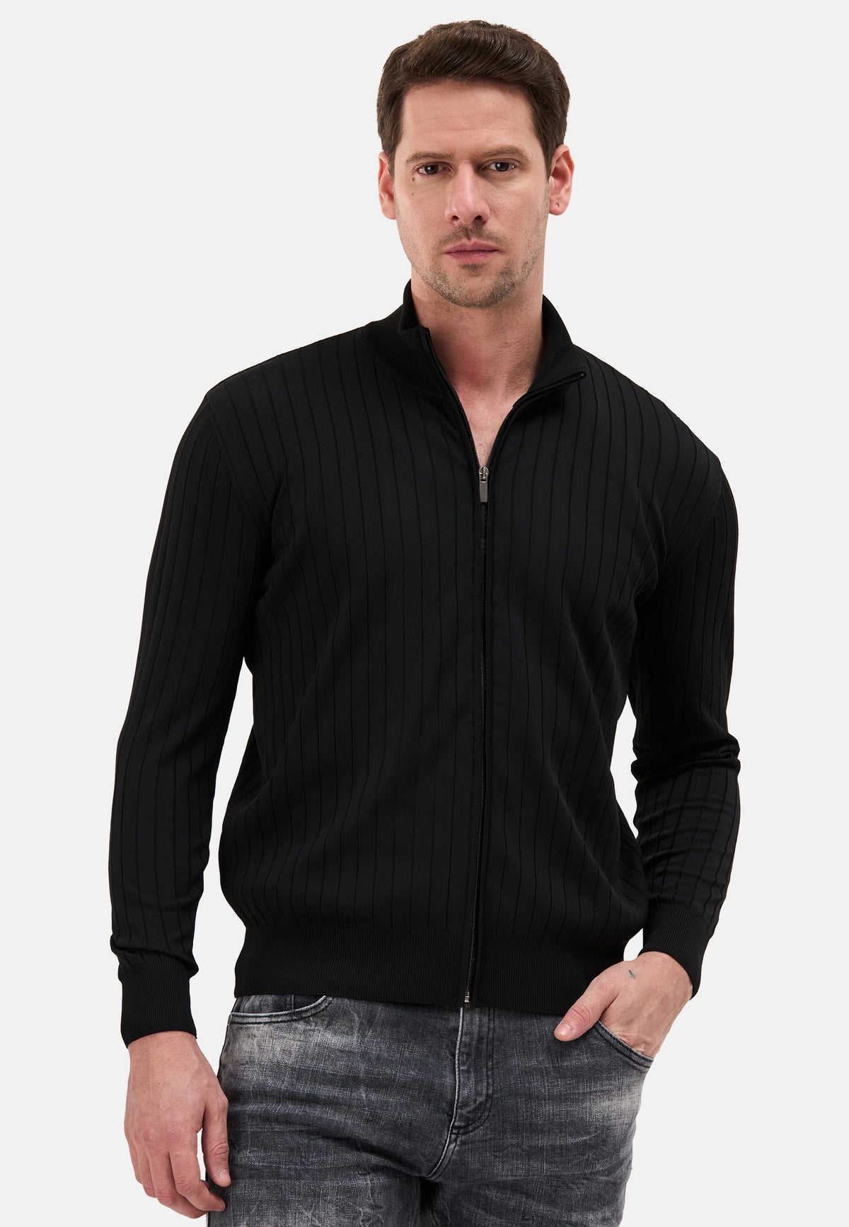 BP205 Herren Pullover mit Troyer-Kragen und Reißverschluss – Modern Fit