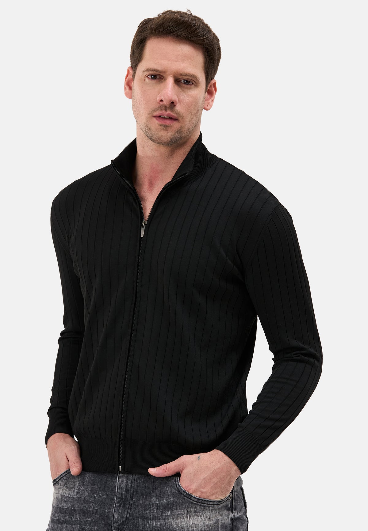 BP205 Herren Pullover mit Troyer-Kragen und Reißverschluss – Modern Fit