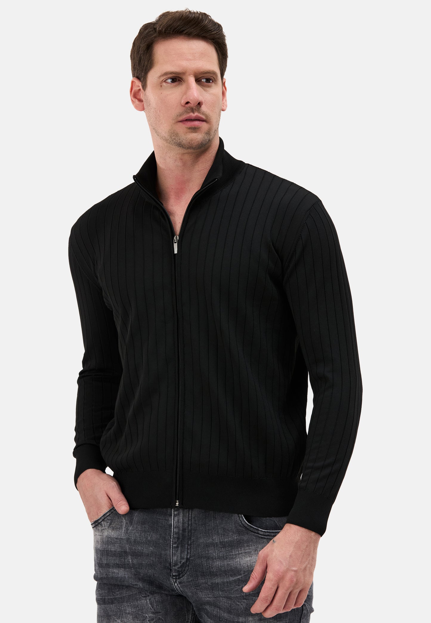 BP205 Herren Pullover mit Troyer-Kragen und Reißverschluss – Modern Fit