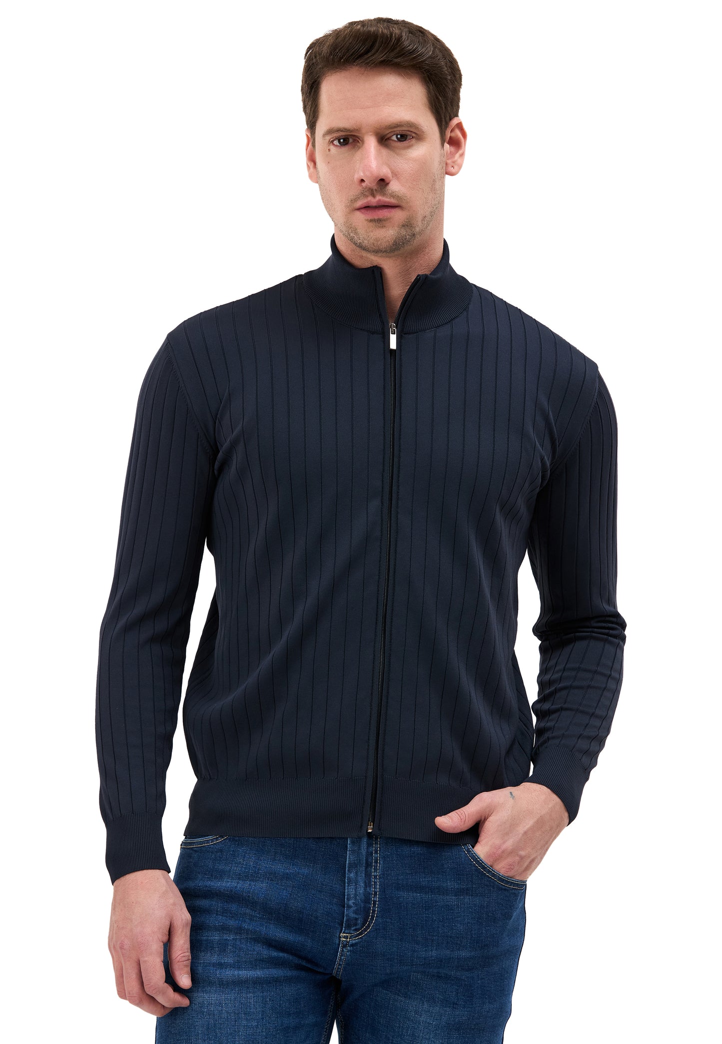 BP205 Herren Pullover mit Troyer-Kragen und Reißverschluss – Modern Fit