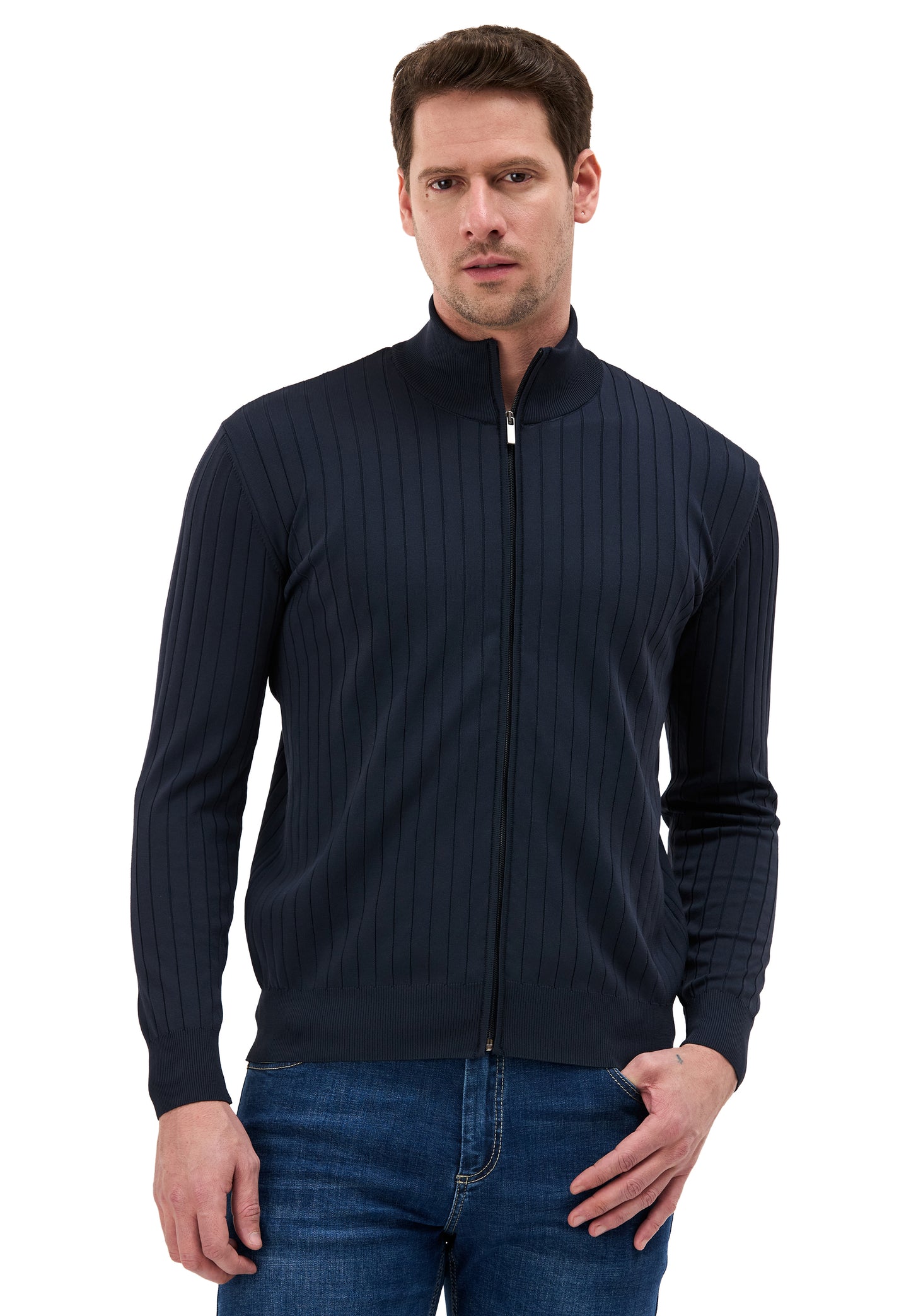 BP205 Herren Pullover mit Troyer-Kragen und Reißverschluss – Modern Fit