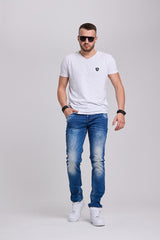 CD319B Herren bequeme Jeans mit lässiger Waschung in Regular Fit