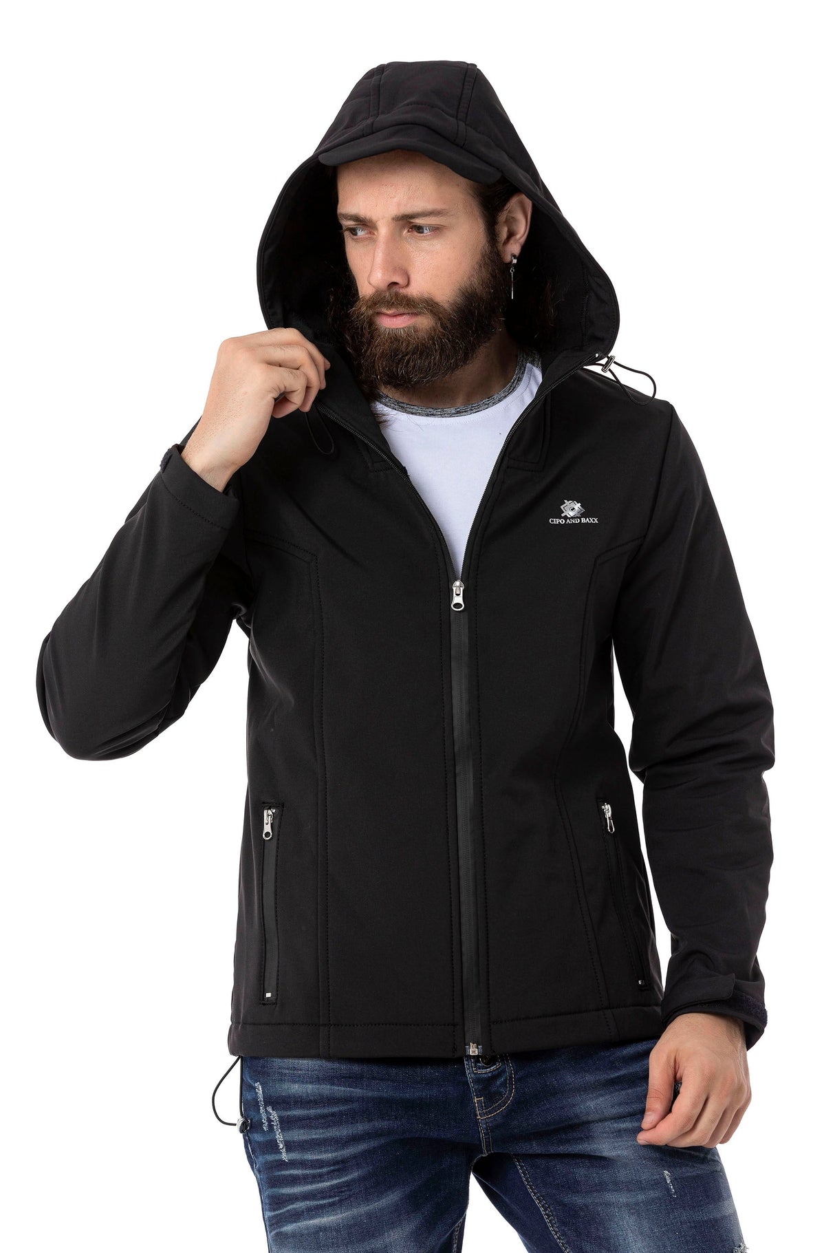 CJ285 Herren Winterjacke – mit abnehmbarer Kapuze & markanten Details