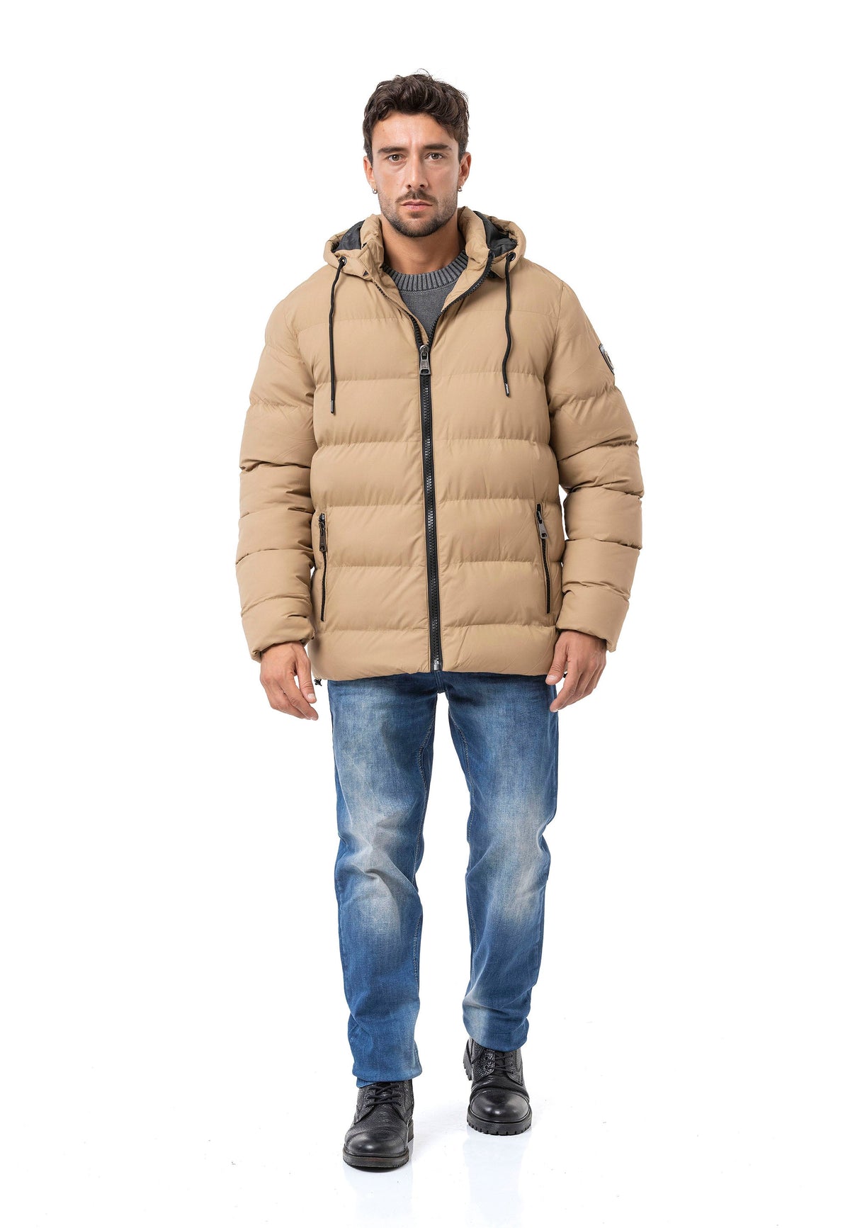 CM224 Men's Winter Jacket – Classic &amp; Functional | Detachable Hood with Zipper