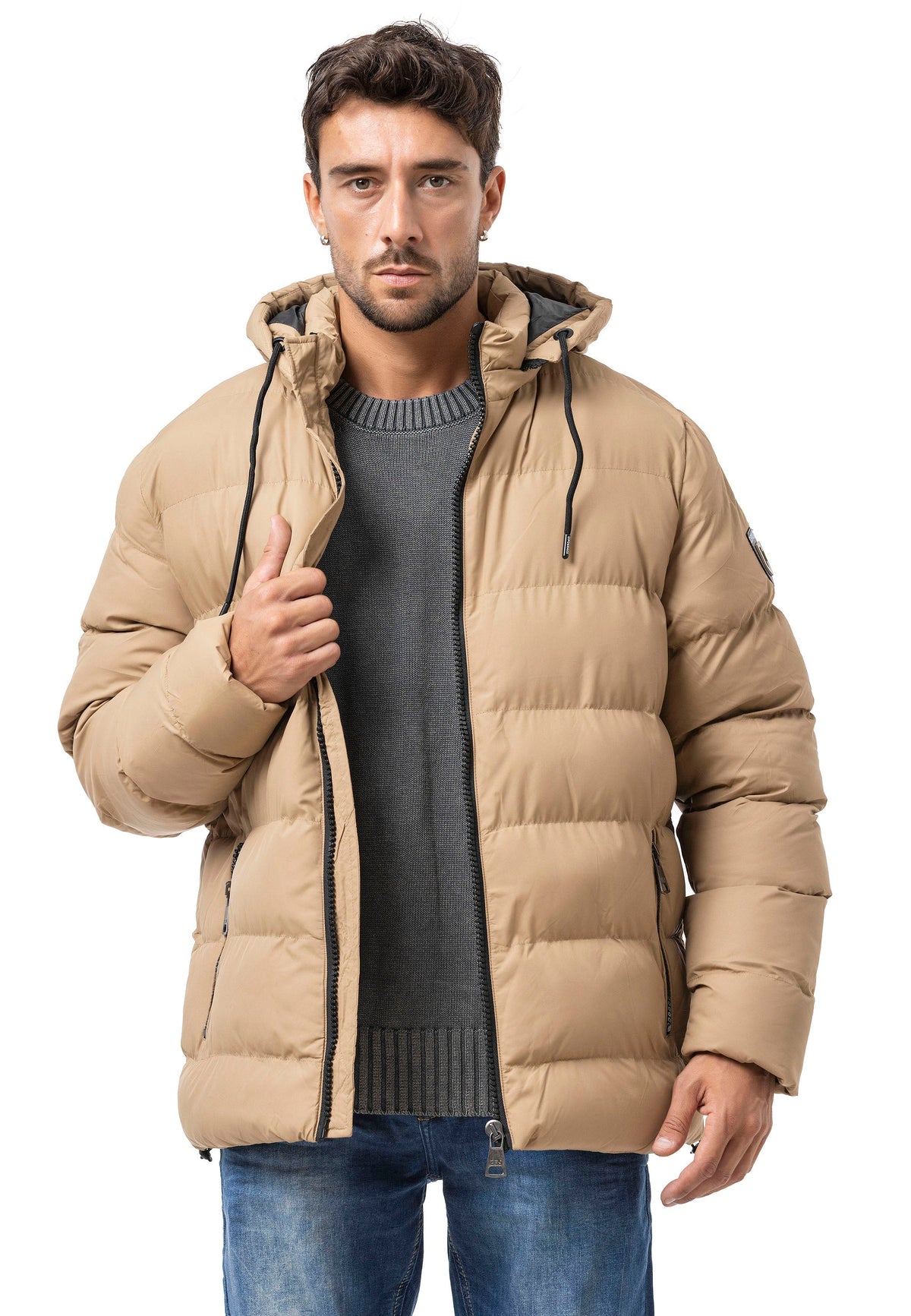 CM224 Men's Winter Jacket – Classic &amp; Functional | Detachable Hood with Zipper