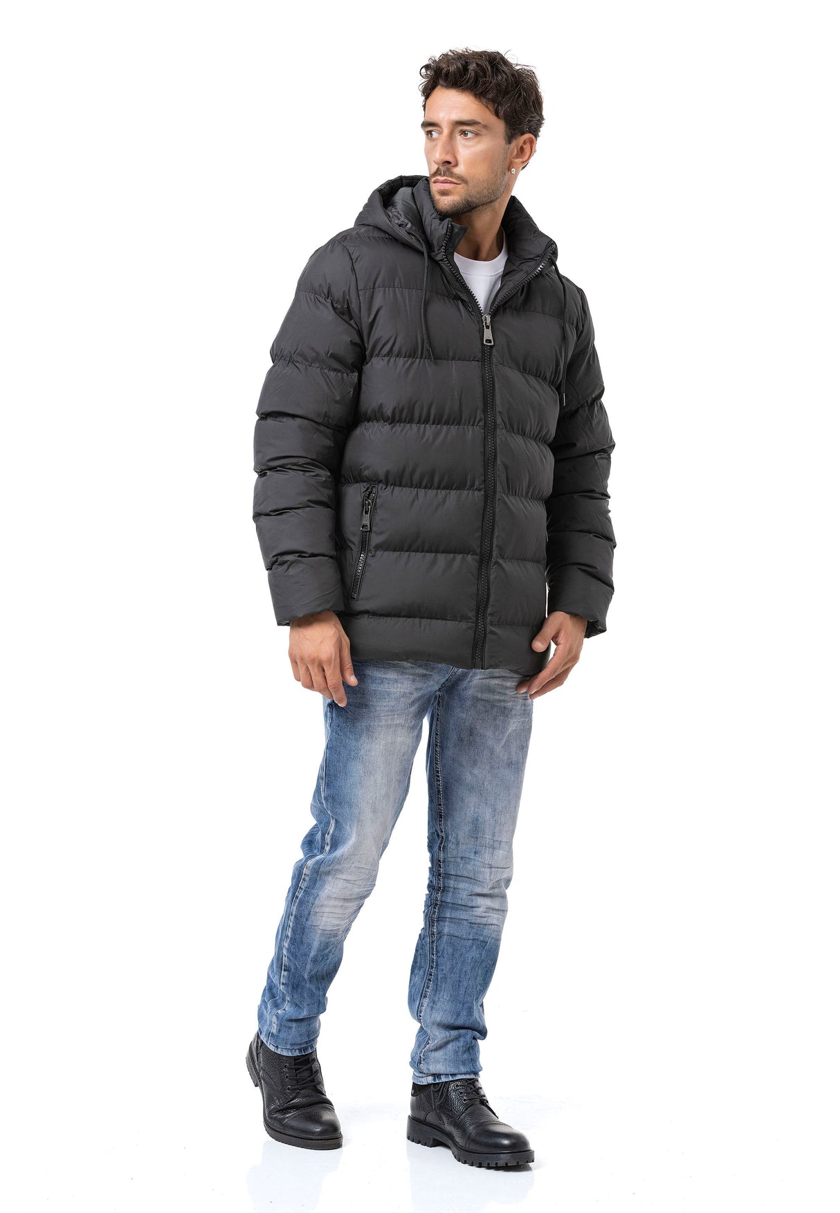 CM224 Herren Winterjacke – Klassisch & funktional | Abnehmbare Kapuze mit Reißverschluss
